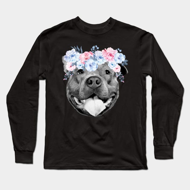 Pitbull Flowers Long Sleeve T-Shirt by PrettyPittieShop